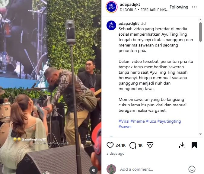 Ayu Ting Ting Disawer [Sumber: Instagram Adapajkt}