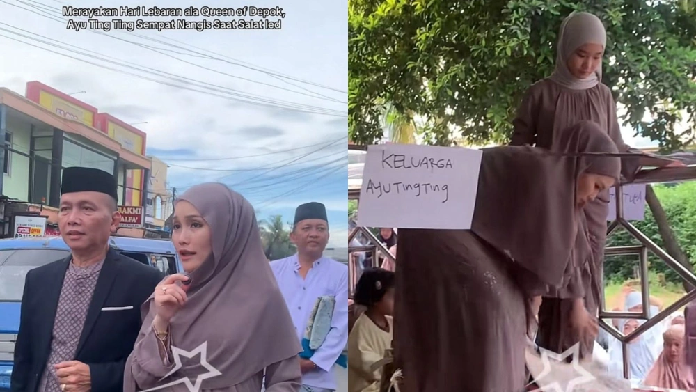 Viral tulisan "Keluarga Ayu Ting Ting" di masjid tempat shalat Id. [TikTok]