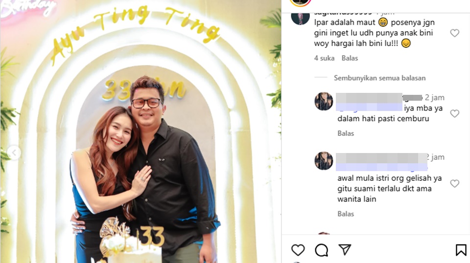 Adik Ipar Pose Terlalu Nempel Dengan Ayu Ting Ting Picu Kritik [Instagram]