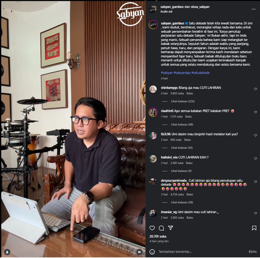 Ayus Umumkan Sabyan Gambus Hiatus cc: Instagram