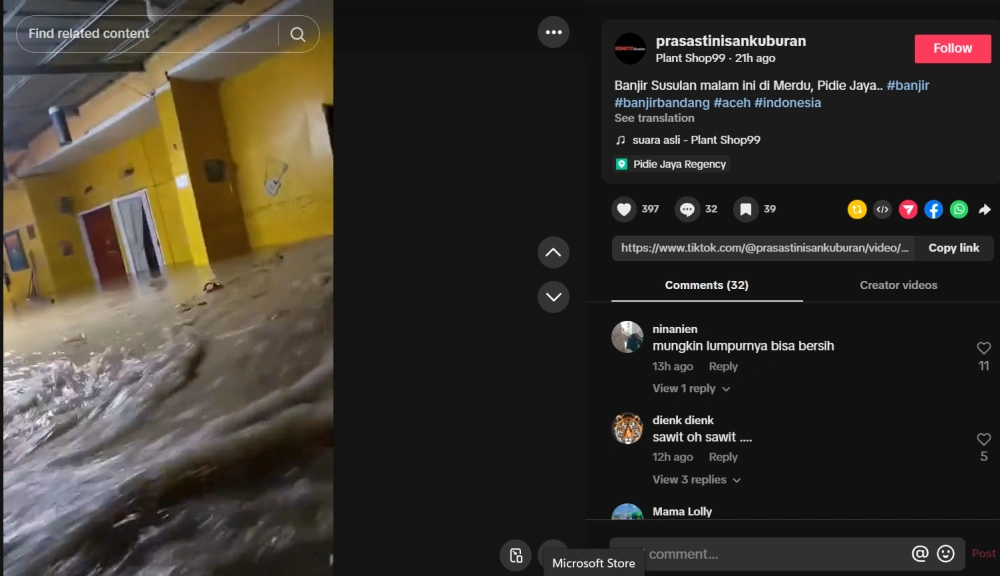 Banjir Susulan Menerjang Aceh Di Malam Natal [Sumber: Tiktok]