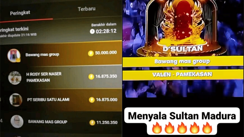 Bawang Mas Group Milik Haji Her Sutan Madura Menduduki Peringkat 1 Gift Virtual Da 7 [Sumber: Facebook]