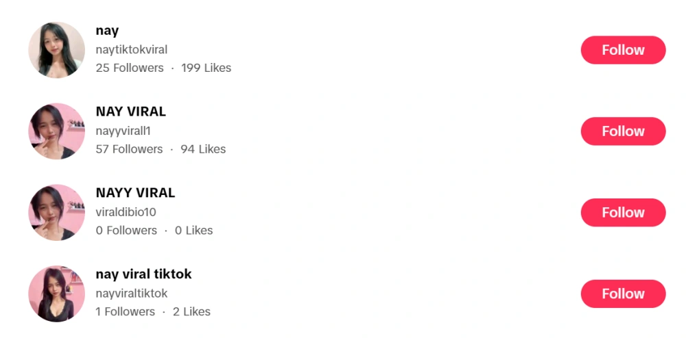 Beberapa Akun Palsu Yang Beredar [Sumber: Tiktok]