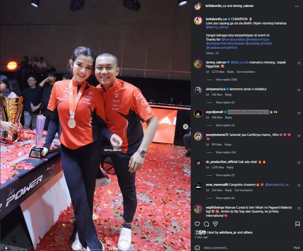 Bella Bonita Juara Biliar Denny Caknan Bangga [Sumber: Instagram]