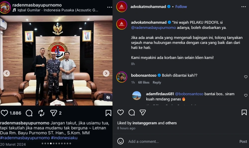 Bobon Santoso Geram Melihat Pelaku Pencabulan Santri Di Padang [Sumber: Instagram]