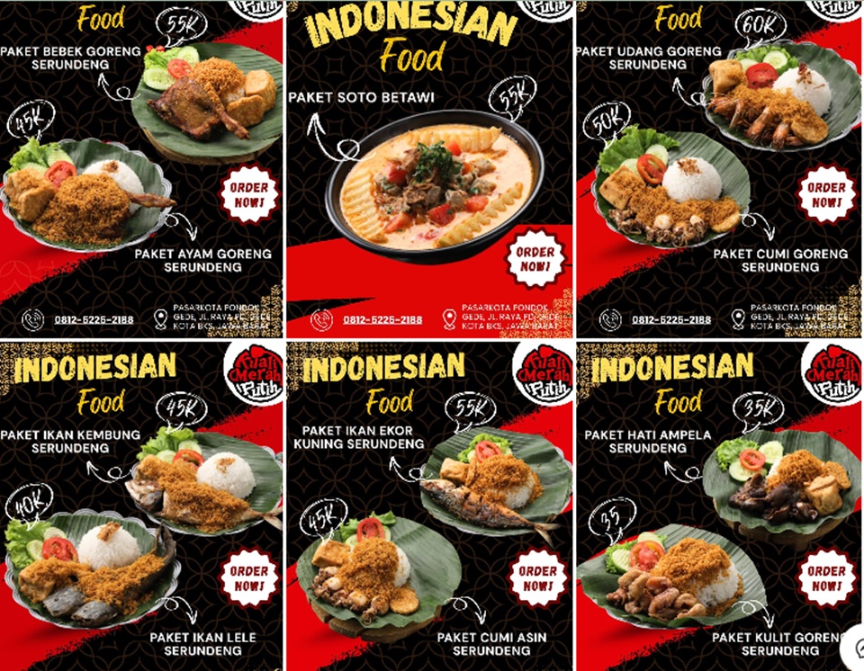 Menu di Resto Kuali Merah Putih Milik Bobon Santoso [Instagram]