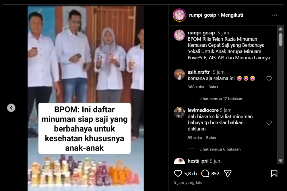 Bpom Rilis Daftar Minuman Berbahaya