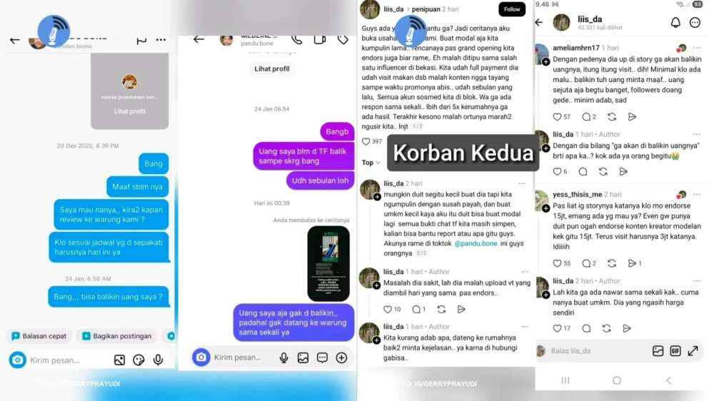 Bukti Pesan Whatsapp Yang Di Bagikan Korban [Sumber: Instagram]
