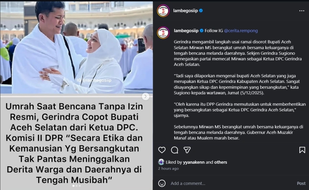 Bupati Mirwan Ms Dipecat Gegara Umrah Saat Wilayahnya Diterpa Bencana Cc Instagram