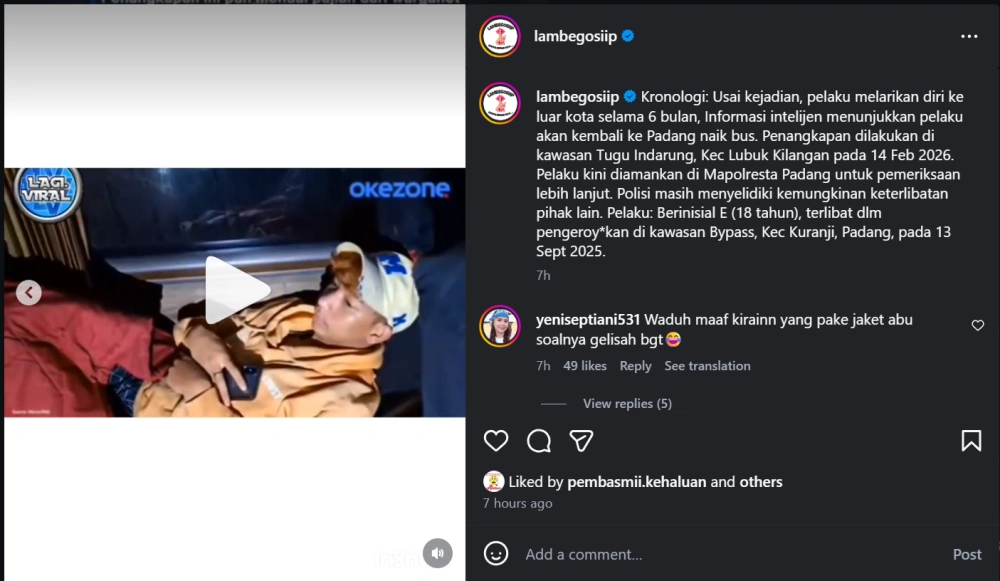 Buronan Di Padang [Sumber: Instagram]