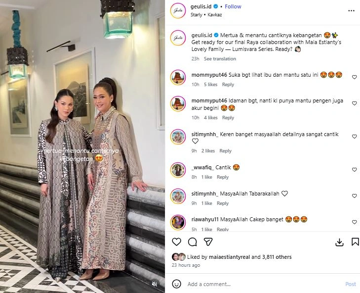 Busana Lebaran Maia Estianty [sumber: Instagram Geulis Id]