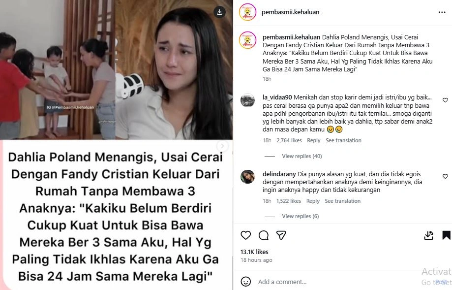 Cerita Dahlia Poland Tentang Masalahnya Dengan Fandy Christian [sumber: Instagram Pembasmi Kehaluan]
