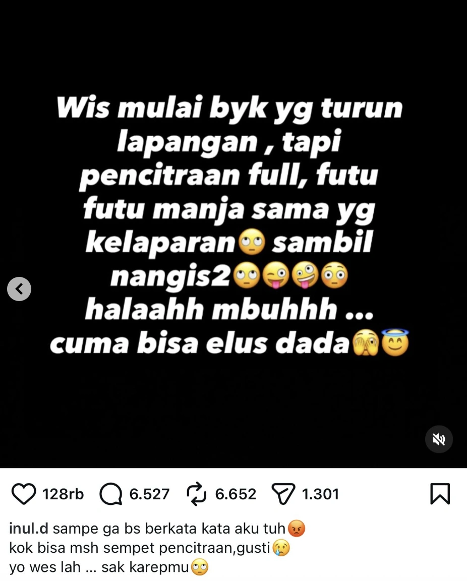 Cibiran Inul Daratista Kepada Para Pihak Yang Melakukan Pencitraan Di Tengah Bencana. [Instagram]