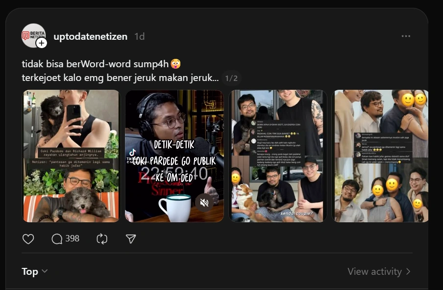 Coki Pardede Diduga Lgbt [Sumber: Threads]