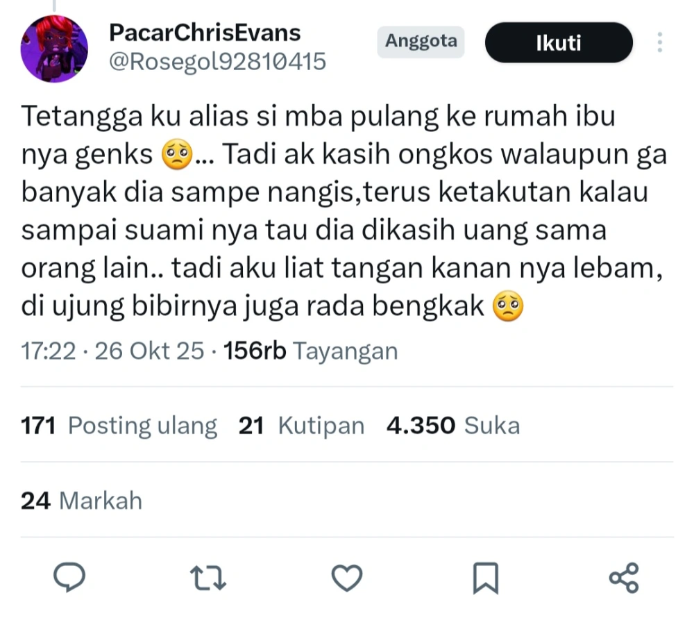 Cuitan Akun X Tentang Duit 10 Ribu Di Tangan Istri Yang Tepat Unggahan Akun X Rosegol92810415