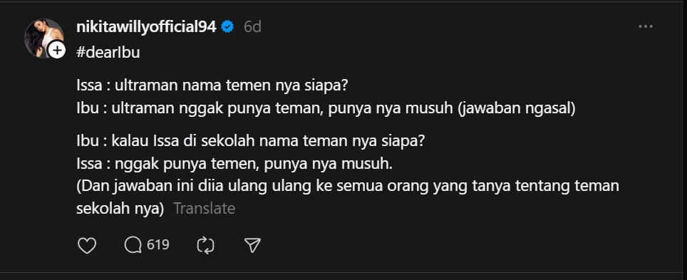 Cuitan Nikita Willy Di Akun Threadsnya Threads Nikitawillyofficial94