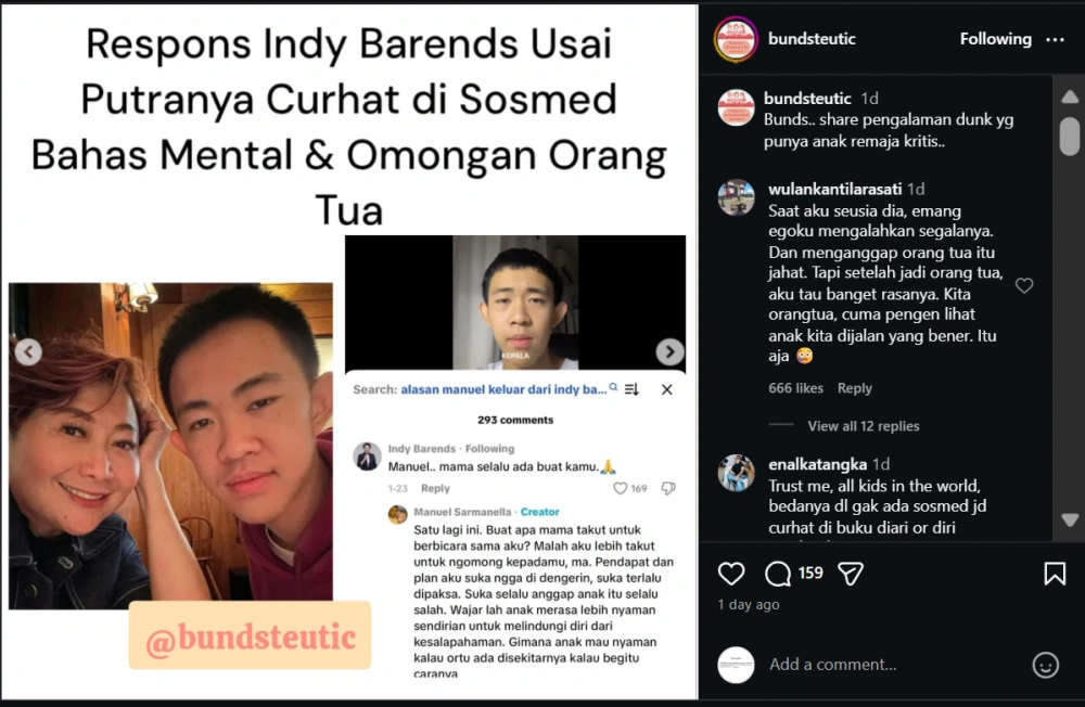Curhatan Anak Indy Barends Tentang Mental Health [Sumber: Instagram]