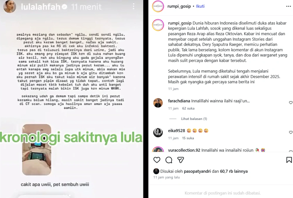 Curhatan Lula Lahfah Soal Penyakitnya [sumber: Instagram Rumpi Gosip]