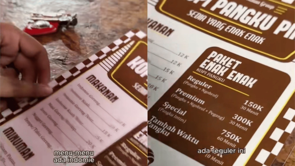 Daftar Menu Kopi Pangku Pik [Sumber: Tiktok]