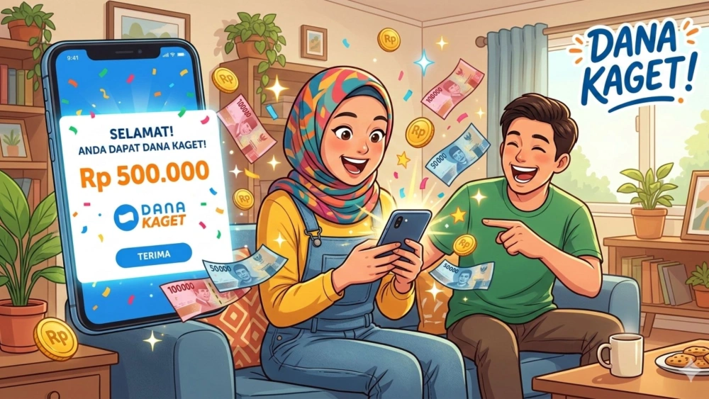 Ilustrasi mendapatkan DANA Kaget. [Gemini AI]