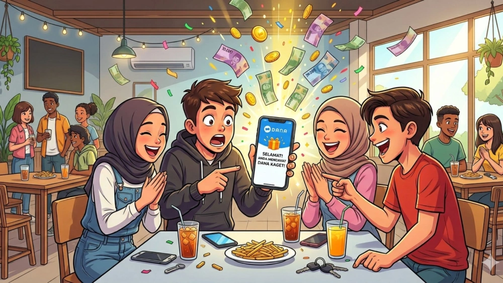 Ilustrasi mendapatkan DANA Kaget. [Gemini AI]
