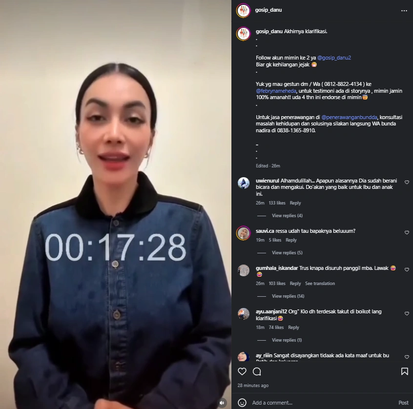 Denada Akui Ressa Rossano Sebagai Anak Kandung [Sumber: Instagram]