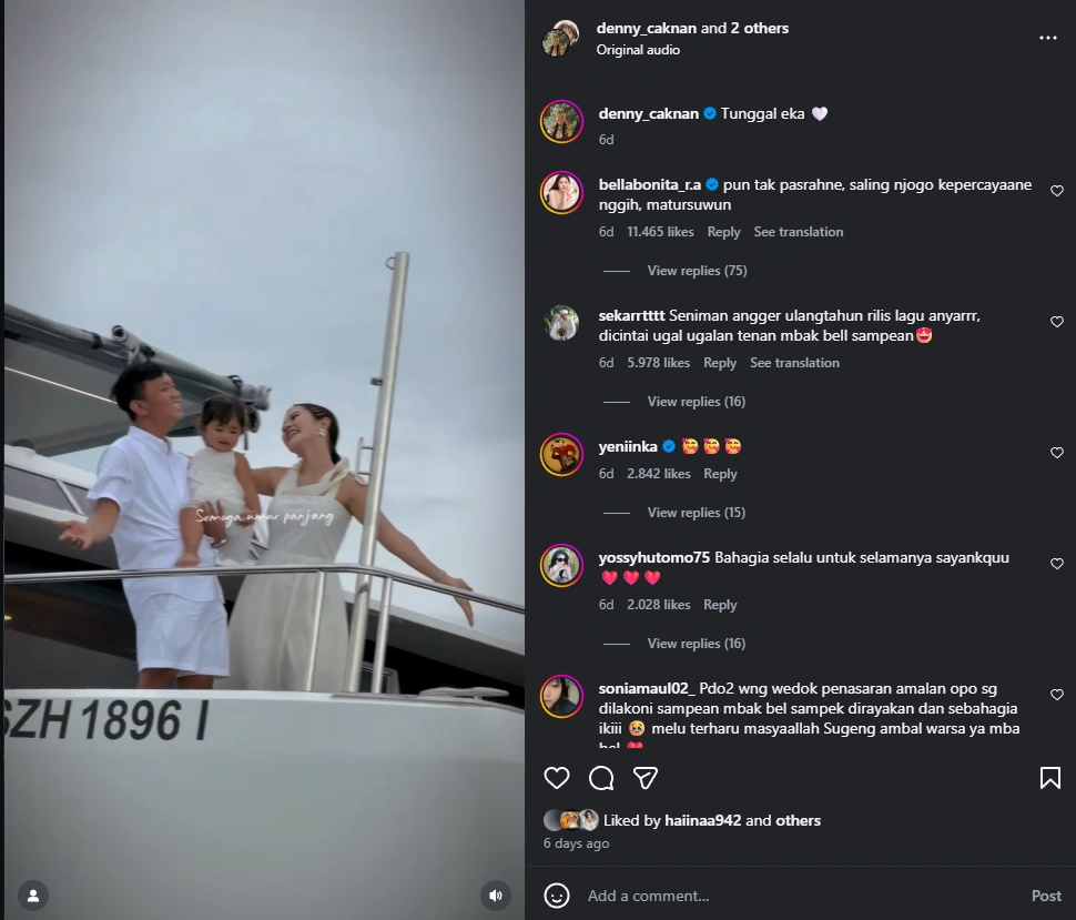 Denny Caknan Rayakan Ulang Tahun Bella Bonita Di Atas Kapal Pesiar [Sumber: Instagram]