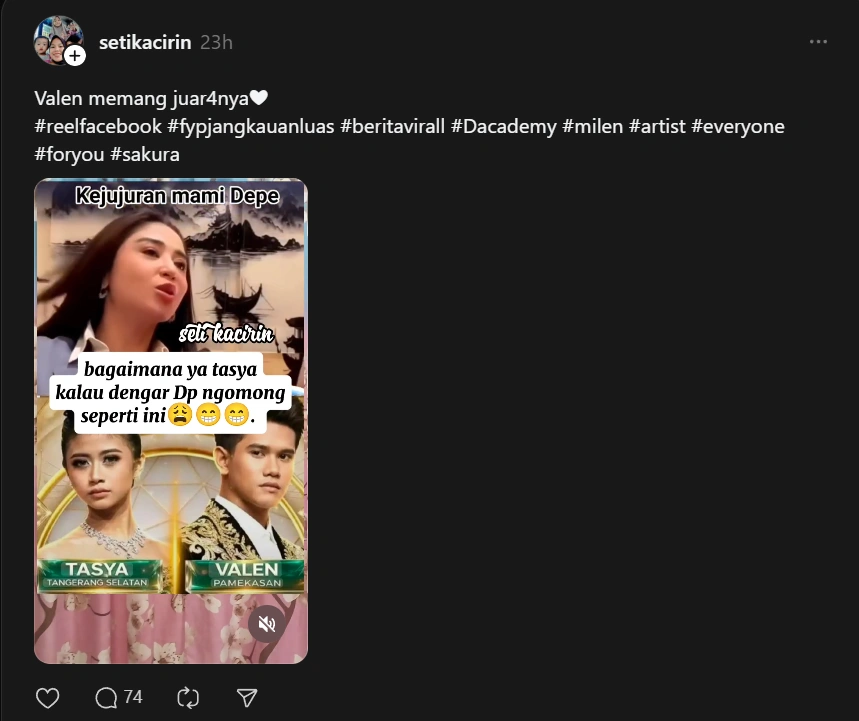 Dewi Perssik Dukung Valen Da7 [Sumber: Threads]