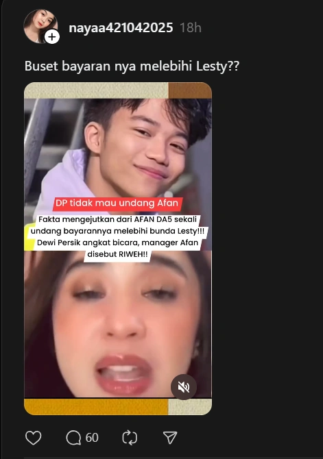 Dewi Perssik Ungkap Bayaran Afan Da 5 [Sumber: Threads]