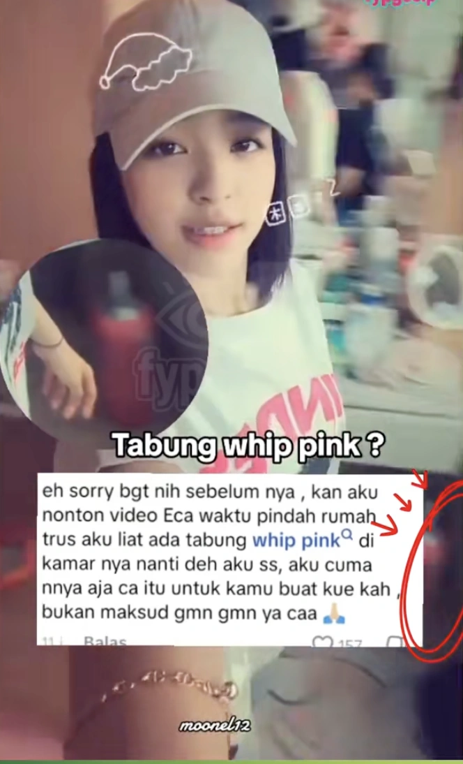 Viral diduga tabung whip pink ada di kamar Eca Aura. [TikTok]