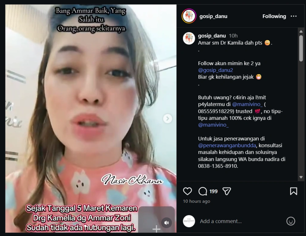 Dokter Kamelia Dan Ammar Zoni Putus [Sumber: Instagram]