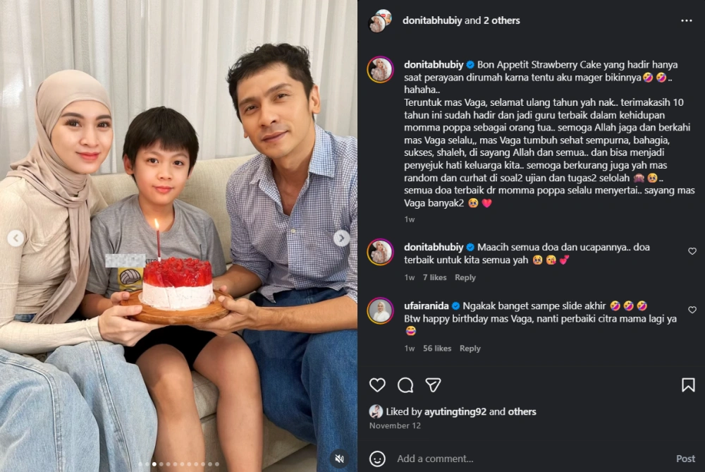 Donita Dan Adi Nugroho Rayakan Ulang Tahun Anak Pertama Cc Instagram