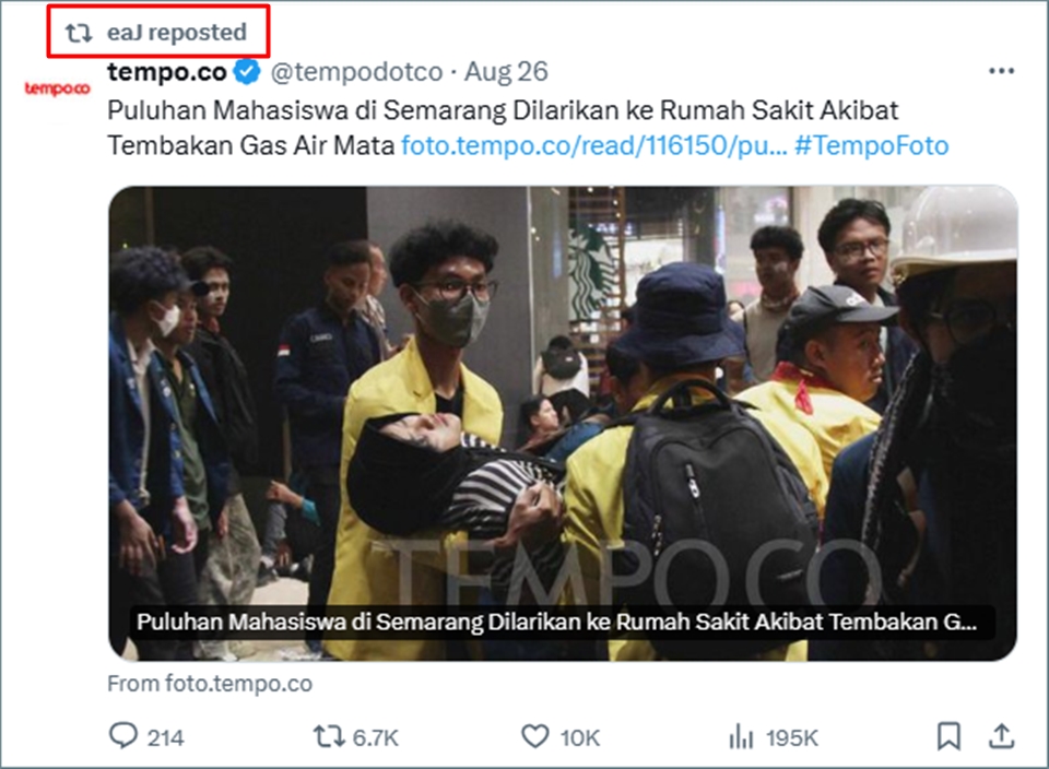 Jae Park eks DAY6 Sebarkan Berita Aksi Represif Aparat ke Pendemo di Semarang