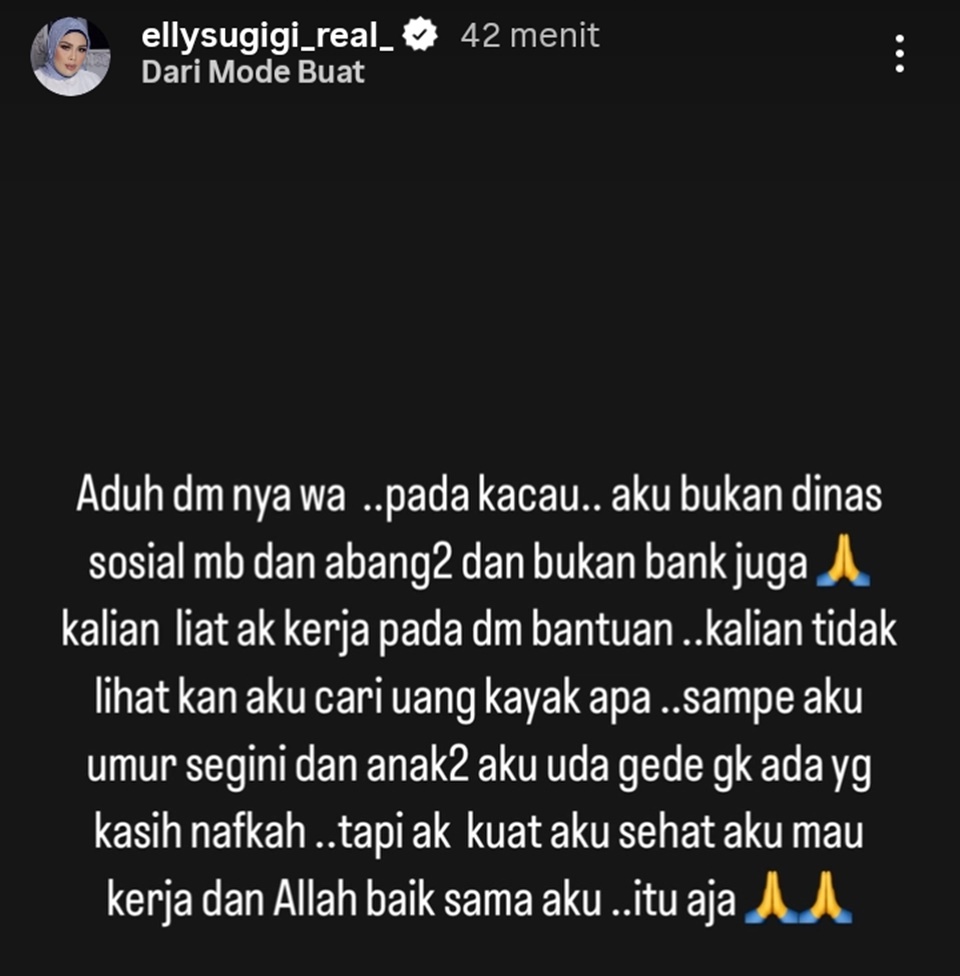 Elly Sugigi Curhat Kerap Dapat DM Minta Bantuan [Instagram]