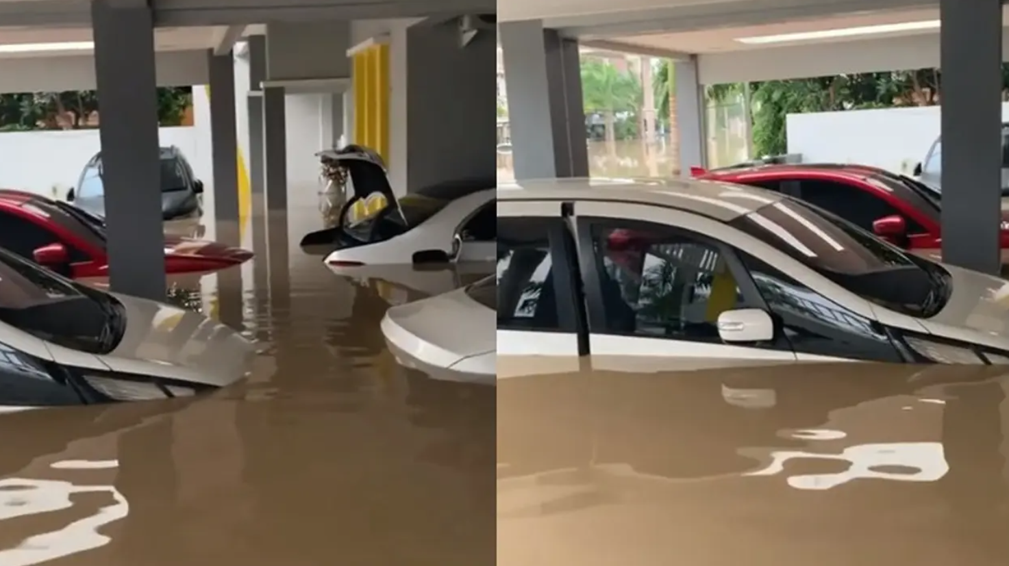 Enam mobil Parto kerendam banjir [Instagram]