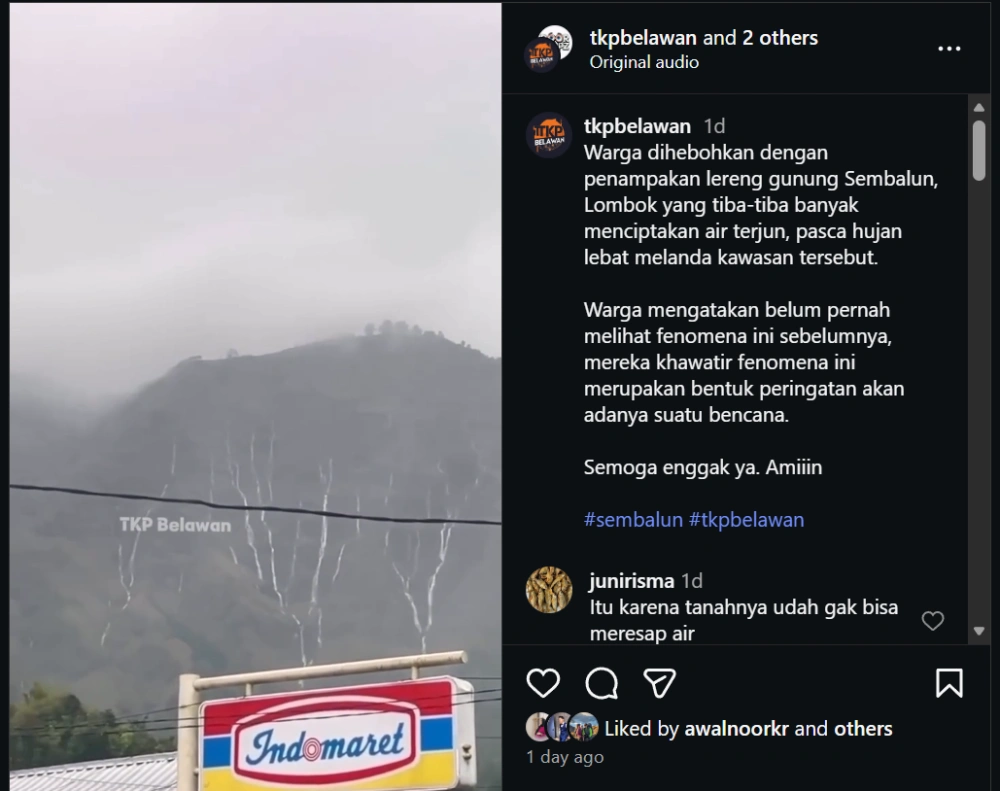 Fenomena Gunung Menangis Di Gunung Sembalun Lombok Cc Instagram