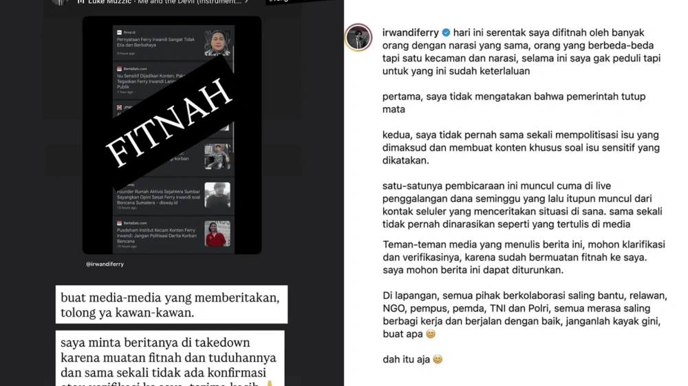 Ferry Irwandi Difitnah Usai Bantu Rakyat Di Sumatera [Instagram]