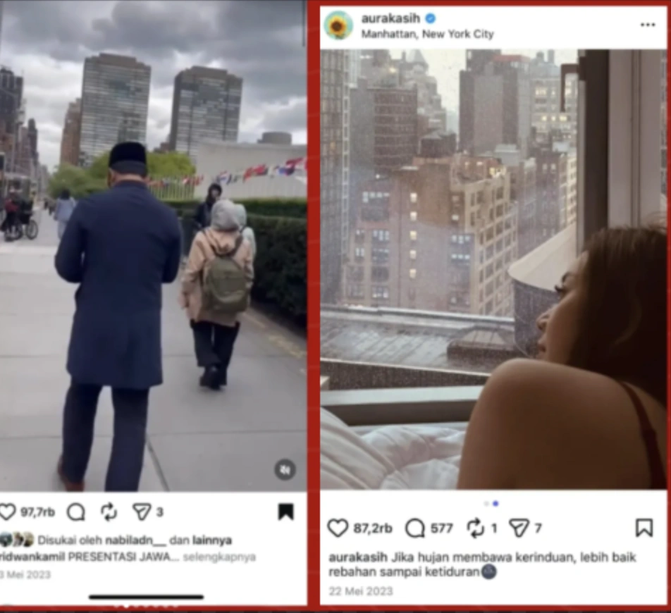 Foto Dan Video Aura Kasih Dan Ridwan Kamil Di New York Meski Berbeda Tanggal Disinyalir Bersama. [Instagram]