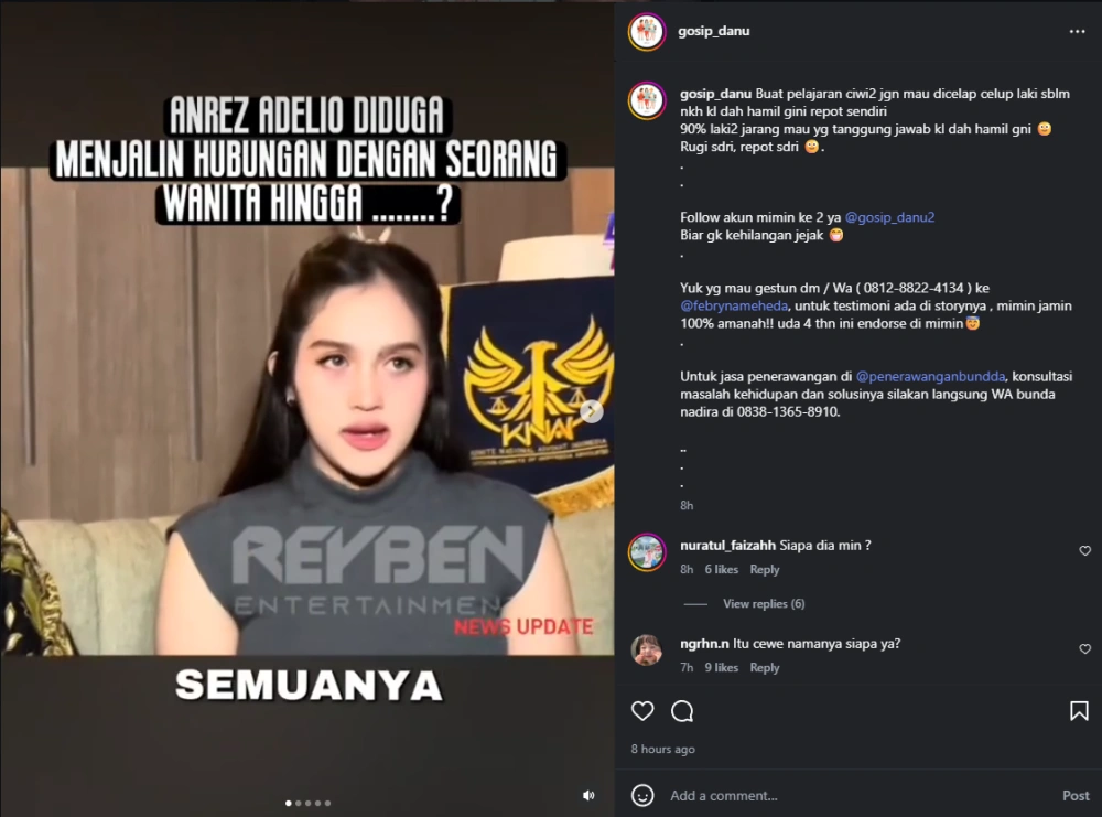 Friceilda Prillea Ngaku Hamil Anak Anrez Adelio [Sumber: Instagram]