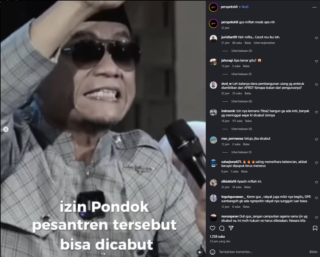 Gus Miftah Murka Pada Anggota Dpr RI (Instagram)