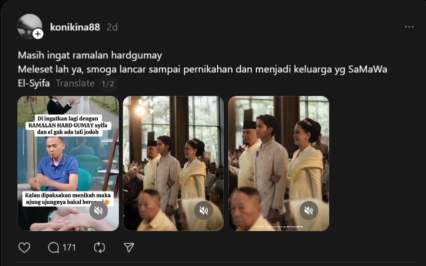 Hard Gumay Sebut El Rumi Dan Syifa Hadju Tak Berjodoh [Sumber: Threads]