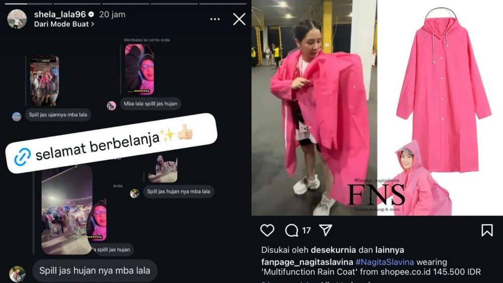 Harga jas hujan yang dipakai Nagita Slavina [Instagram]