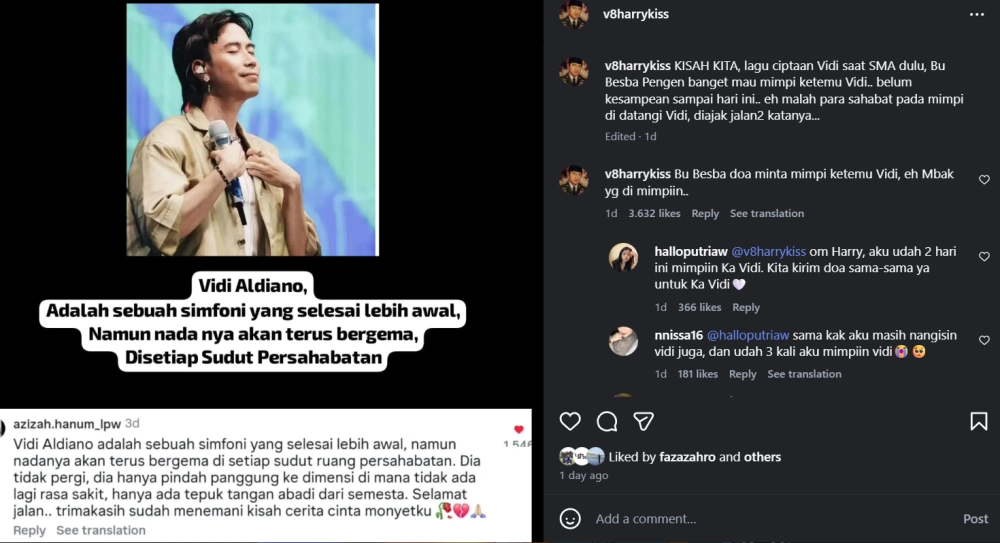 Harry Kiss Ungkap Keinginan Besbarini Bertemu Vidi Aldiano Lewat Mimpi [Sumber: Instagram]