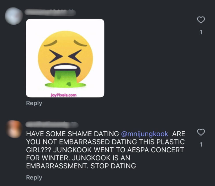 hate comment di postingan Winter aespa [instagram]