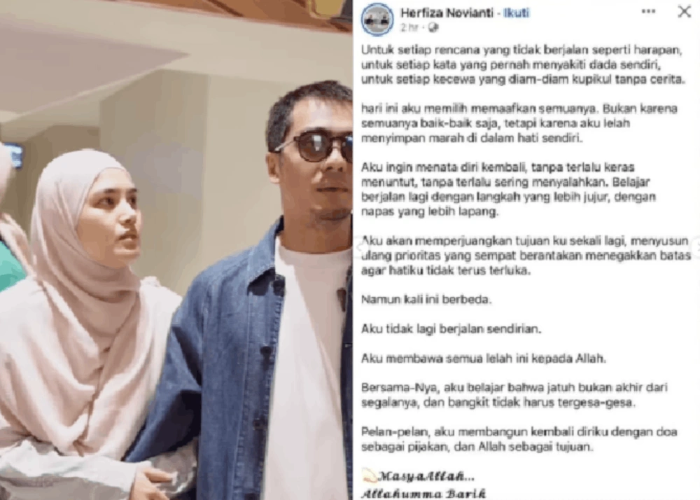 Herfiza Novianti dan Ricky Harun (kiri) dan curhatan Herfiza. [Instagram]