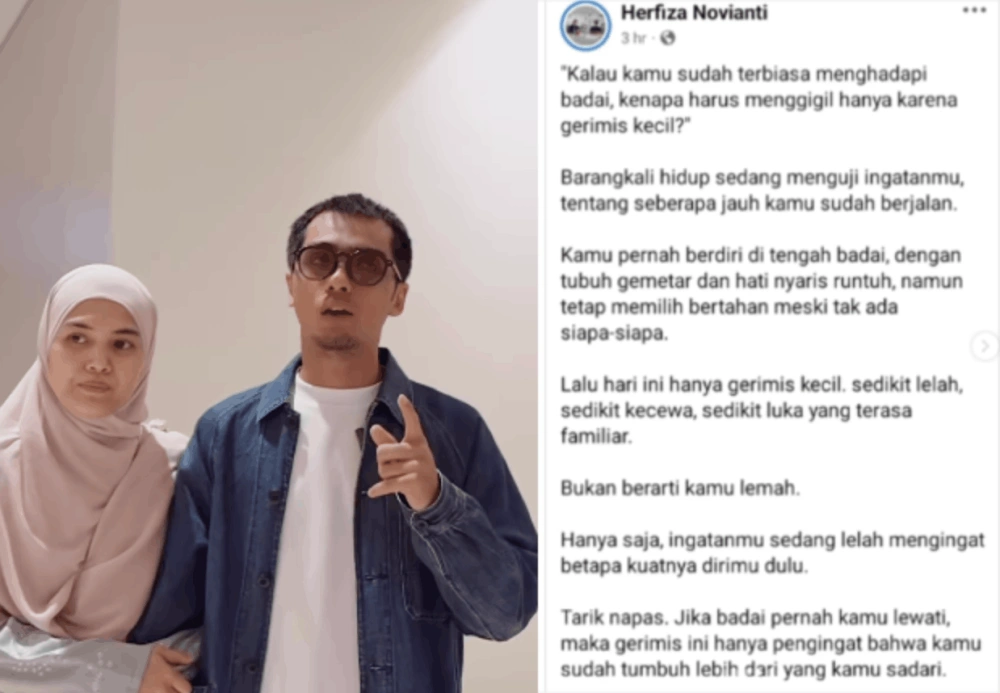 Herfiza Novianti dan Ricky Harun (kiri) dan curhatan Herfiza. [Instagram]