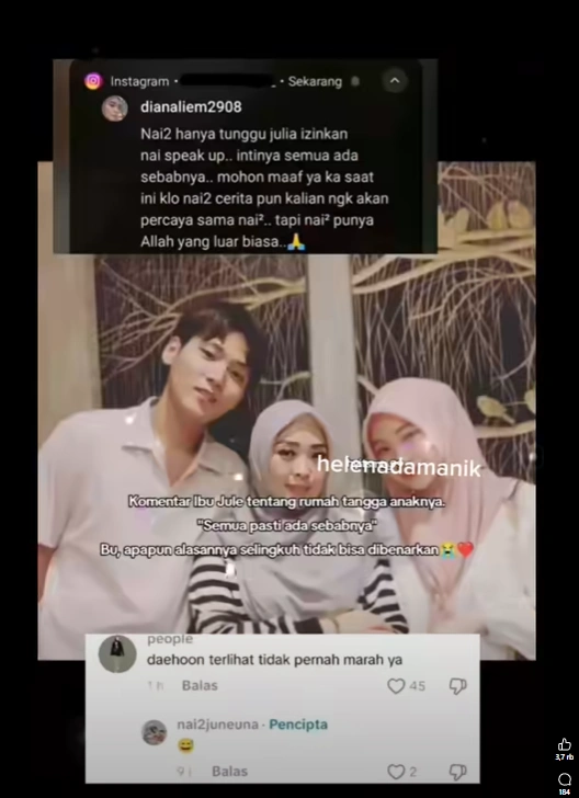 Ibu Jule Bela Anak Yang Selingkuh (Facebook Helena Damanik)
