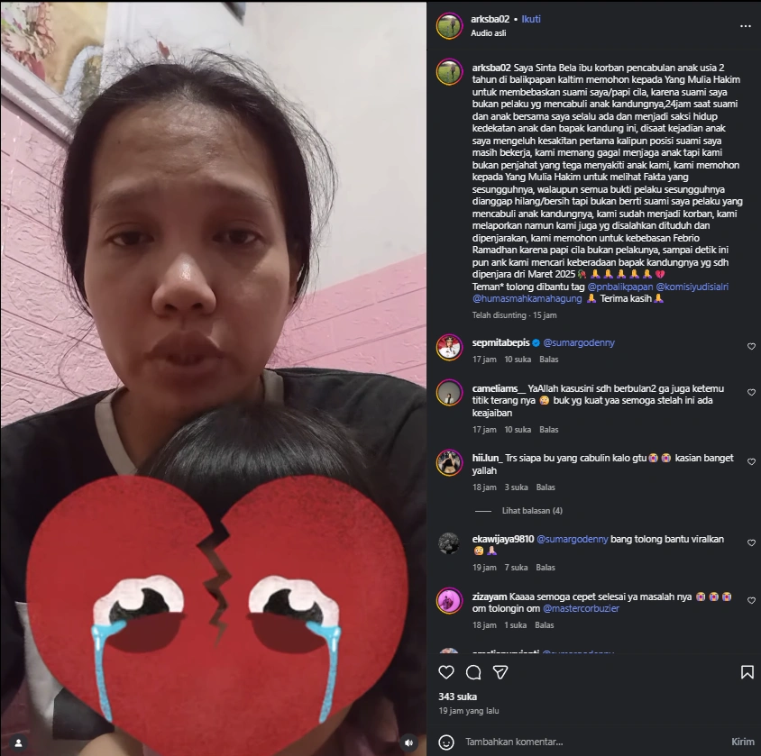 Ibu Korban Pencabulan Di Balikpapan Minta Suaminya Dibebaskan Cc Instagram