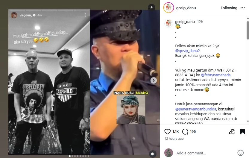 Ibu Virgoun Restui Inara Rusli Dan Ahmad Dhani [Sumber: Instagram Gosip Danu]