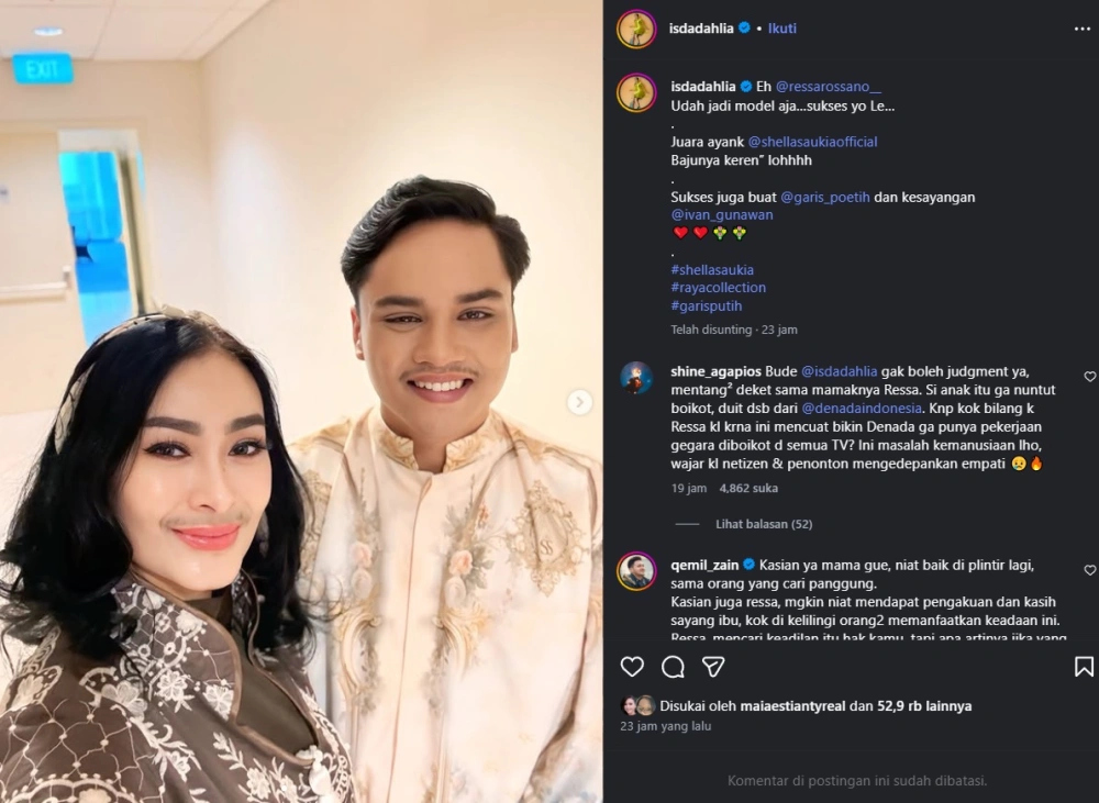 Iis Dahlia Foto Bareng Ressa Rizky Rossano Anak Denada [sumber: Instagram Isdadahlia]